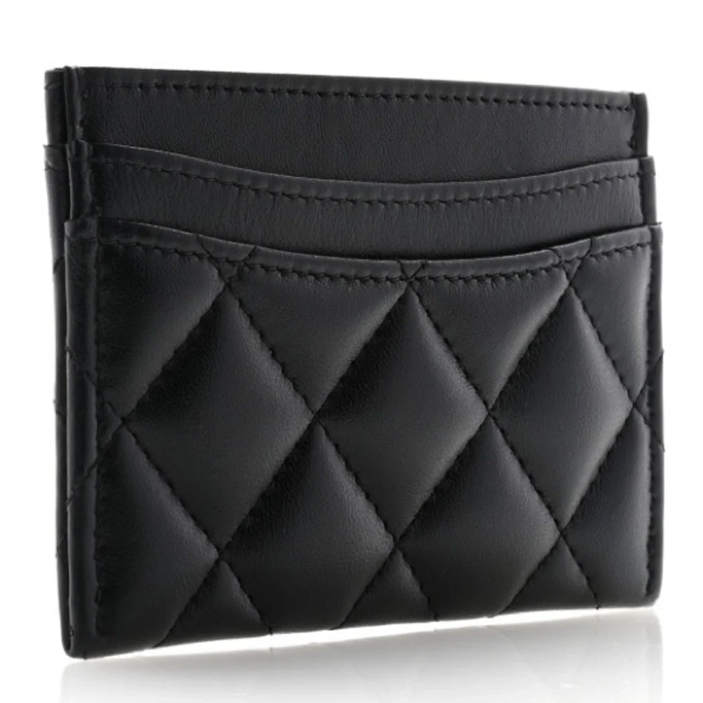 Pristine and Rare 🖤 Chanel Lambskin Quilted Card Holder -So Black